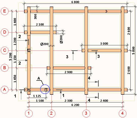 Деревянная баня 5x6 метров – чертежи бревенчатых стен 