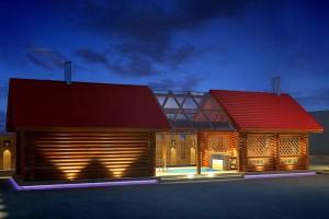 Одноэтажные бани с верандой