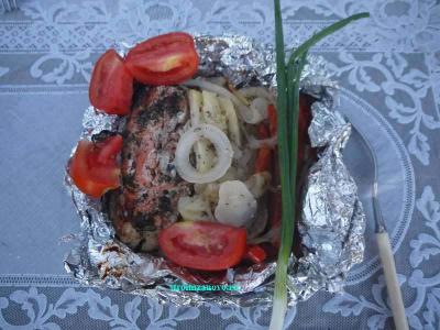 Сёмга, запечённая с овощами
Сёмга, запечённая с овощами