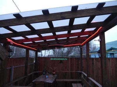 Подсветка беседки светодиодной лентой
Подсветка беседки светодиодной лентой