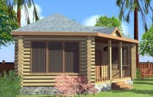 Одноэтажные бани с верандой