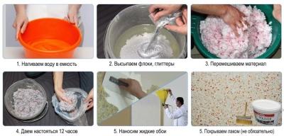 Как клеить жидкие обои — на стену, потолок, пошаговая инструкция, фото Как клеить жидкие обои — на стену, потолок, пошаговая инструкция, фото