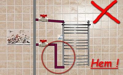 Подключение полотенцесушителя к стояку горячей воды схема Подключение полотенцесушителя к стояку горячей воды схема