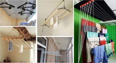 Потолочная сушилка для белья на балкон: разновидности, фото дизайнов и видео с инструкцией по монтажу