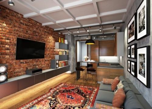 Обустройство и мебель в гостиной стиля лофт
