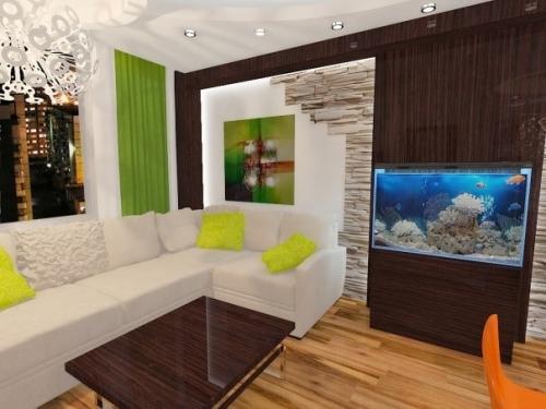 Аквариум в интерьере гостиной