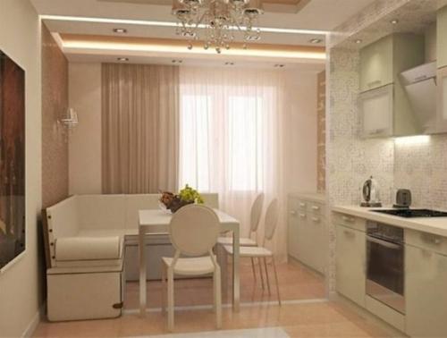 Диван в интерьере кухни