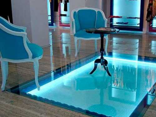 Укладка стеклянного пола Укладка стеклянного пола