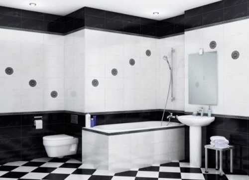 Ванная комната в чёрно-белых тонах