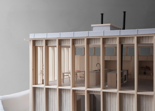 Деревянная резиденция, встроенная в скалистый склон