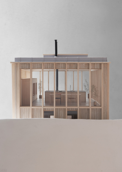 Деревянная резиденция, встроенная в скалистый склон