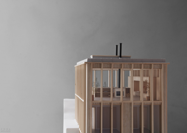 Деревянная резиденция, встроенная в скалистый склон