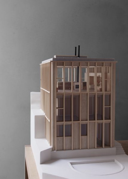 Деревянная резиденция, встроенная в скалистый склон