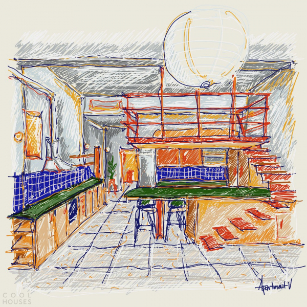 Многоуровневый лофт с индустриальной атмосферой